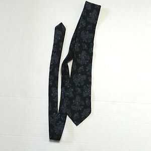 Reys & Lockwood New York Vintage Blue and Black Paisley Print 100% Silk Tie